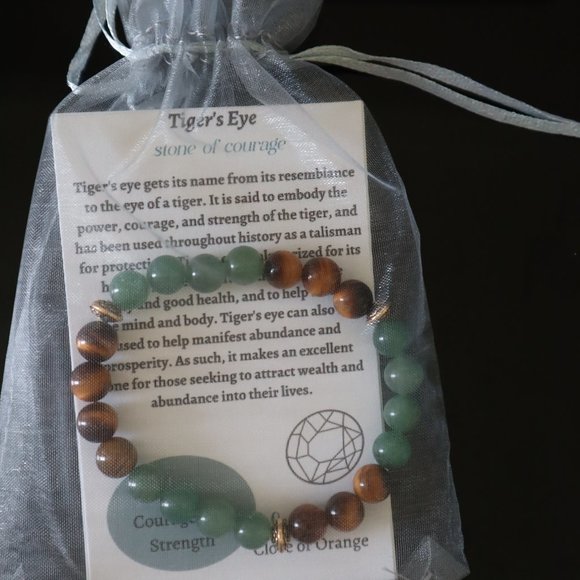 Tiger's Eye and Aventurine Stretch Bracelet - Picture 10 of 10